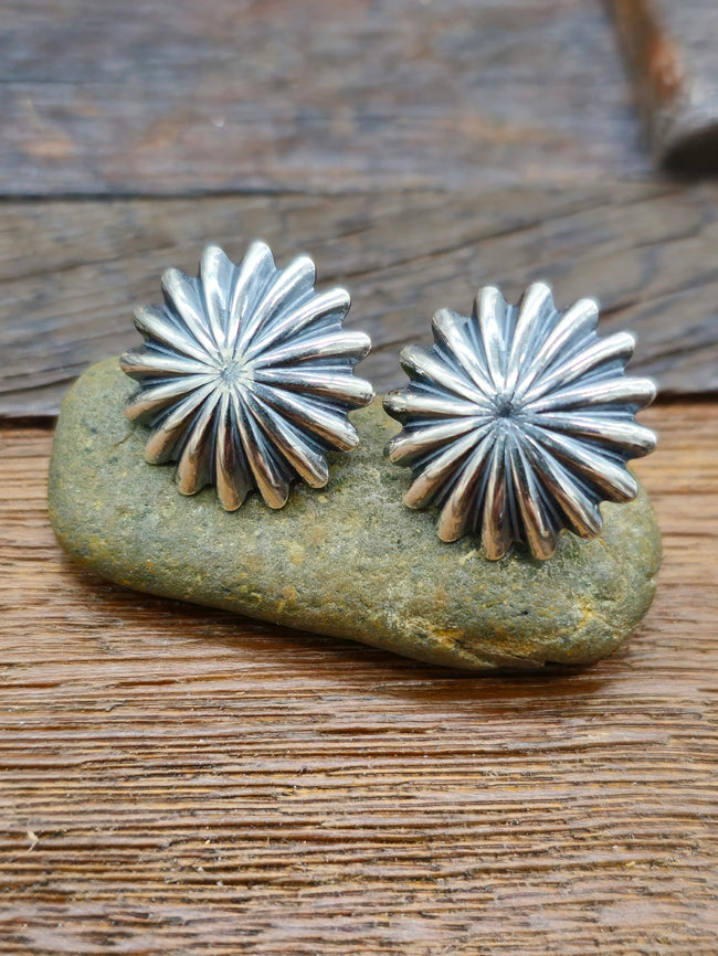 Sterling Silver Concha Post Earrings