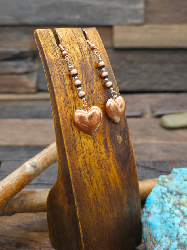 Copper Heart Dangle Earrings