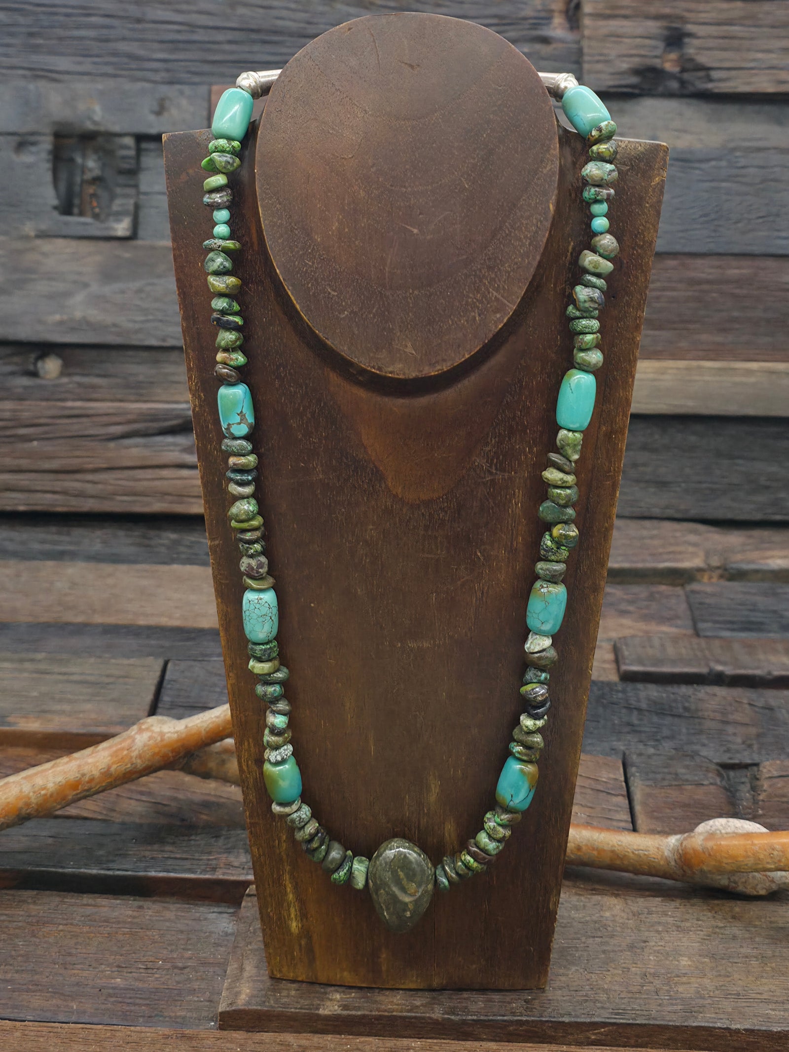 Mixed Bead Skyhorse Turquoise Necklace - 24 in.