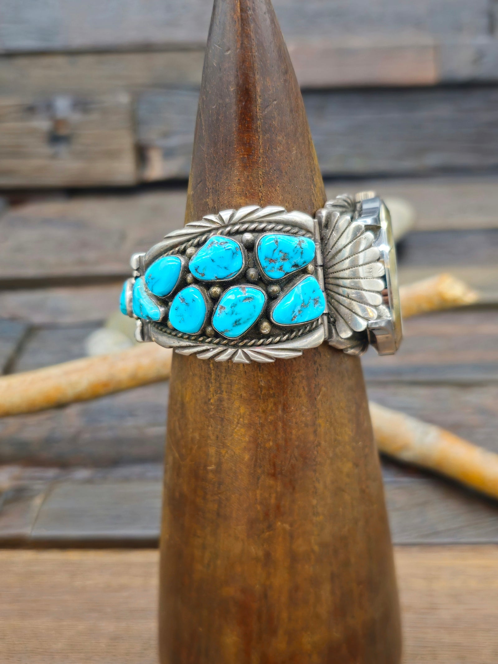 Vintage/Estate Sterling Silver and Turquoise Watch - 6 1/2 in.