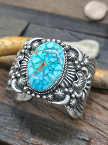 Stamped Sterling Silver Five Stone Onyx Cuff by Happy Piasso - 7 in. with Gap