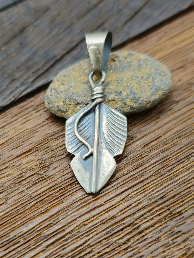 Chris Charley Oxidized Sterling Silver Mini Feather Pendant
