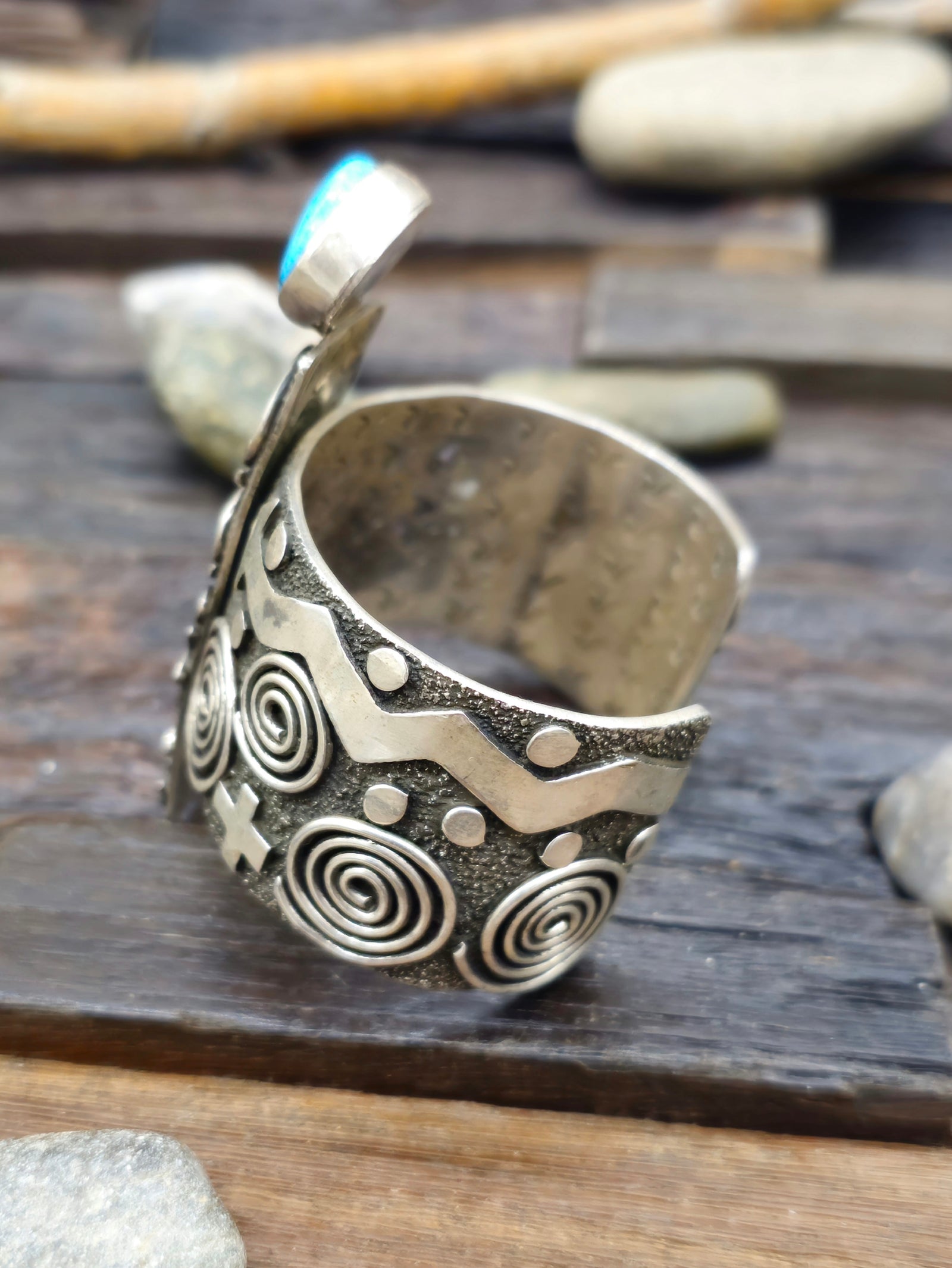 Alex Sanchez Sterling Silver & Turquoise Cuff - 6 1/2 in.