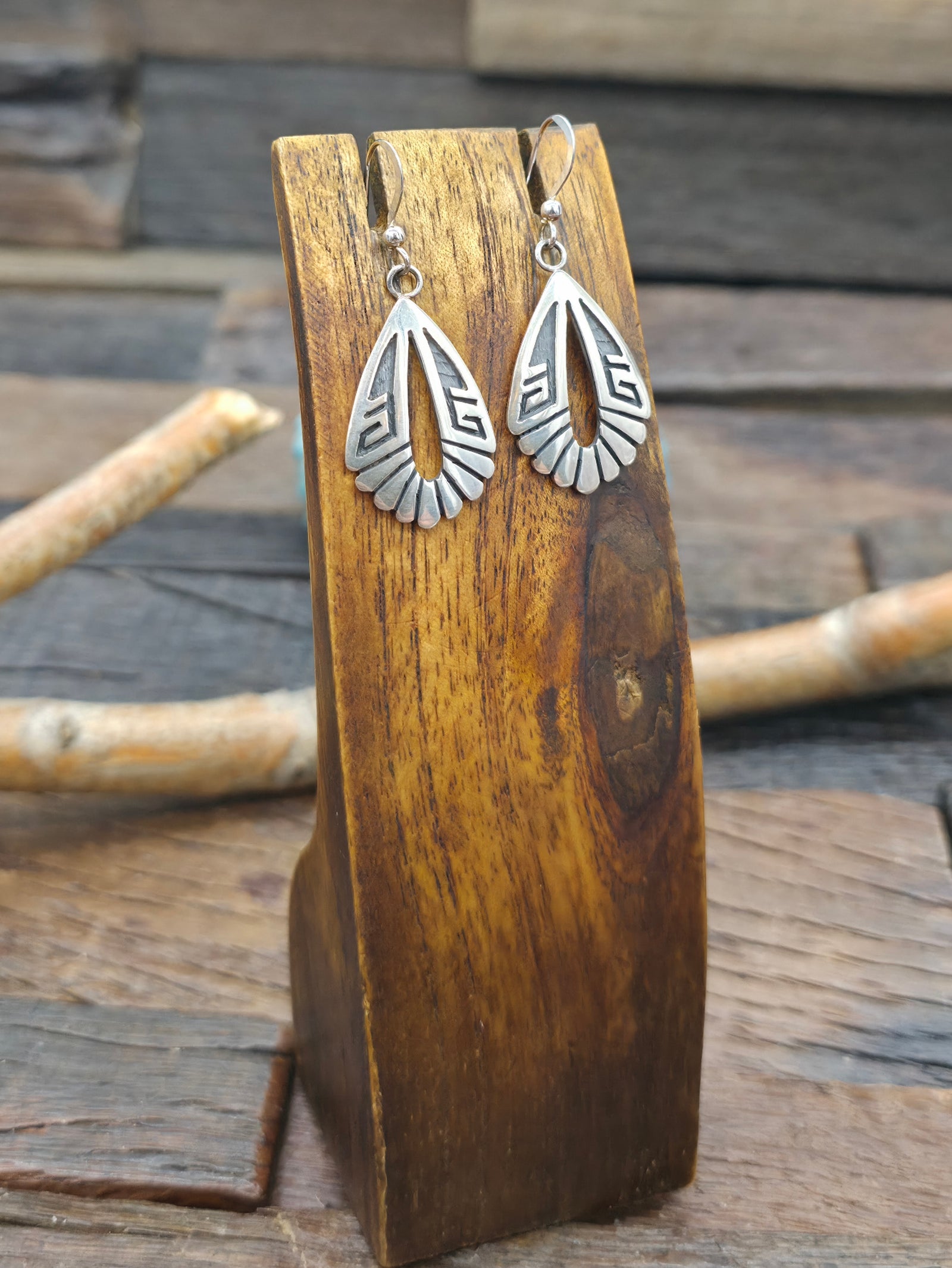 Sterling Silver Overlay Earrings by Patrick Tewawina