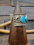 Vintage/Estate Sterling Silver Five Stone Turquoise Cuff - 7 in.