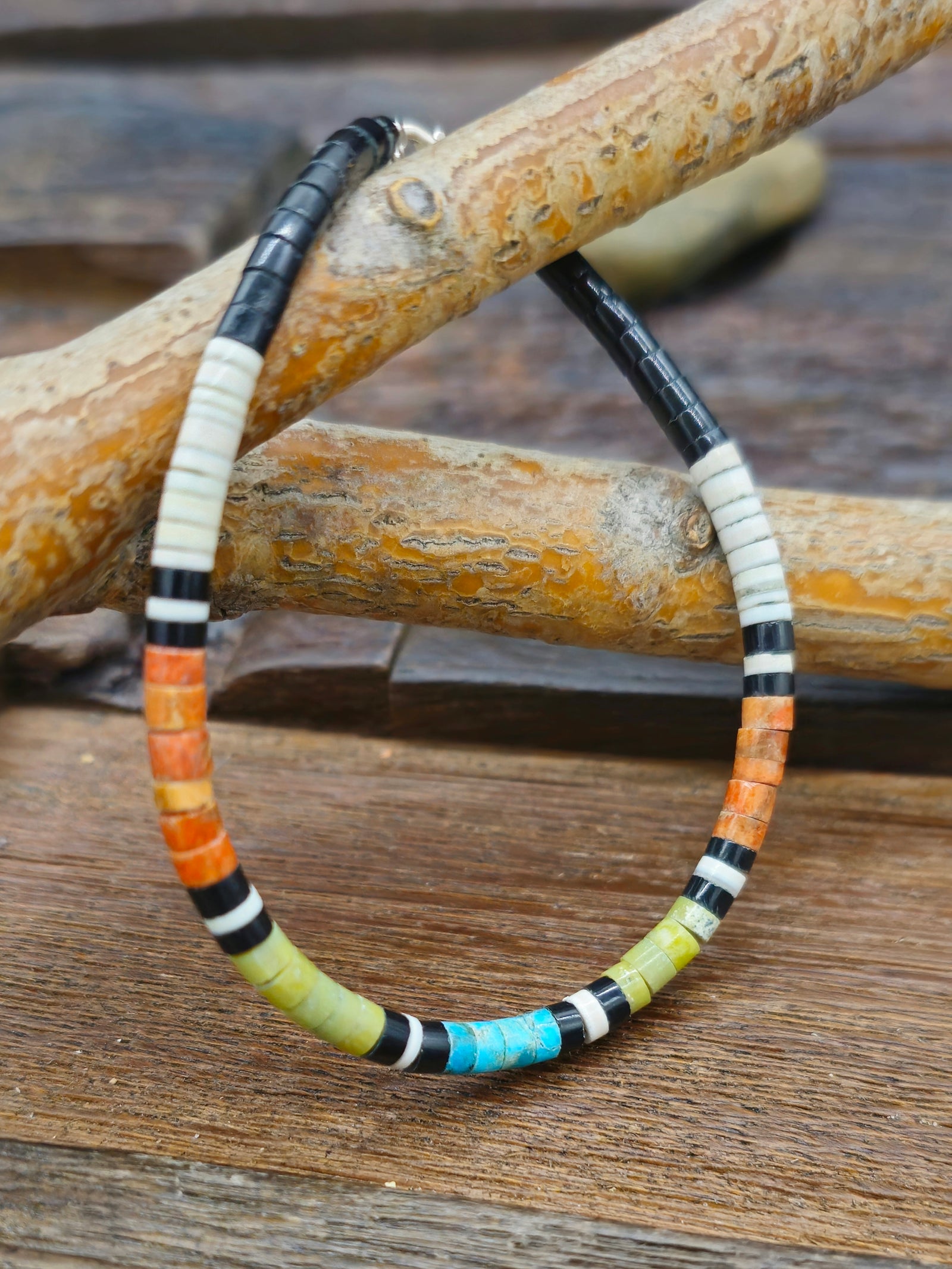 Santo Domingo Colorblock Bracelet by Dorene Calabaza 7.5 in.