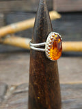 Sterling Silver Amber Ring by Jeff Lucio Size 8