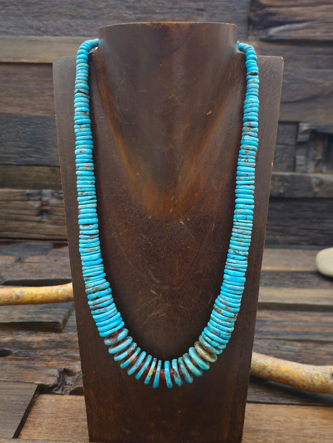 Blue Turquoise and Sponge Coral Necklace - 21 in.