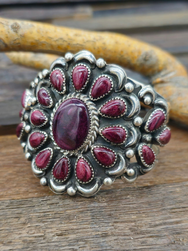 Purple Spiny Oyster Cluster Cuff by L. Kee - 6 3/4 in.