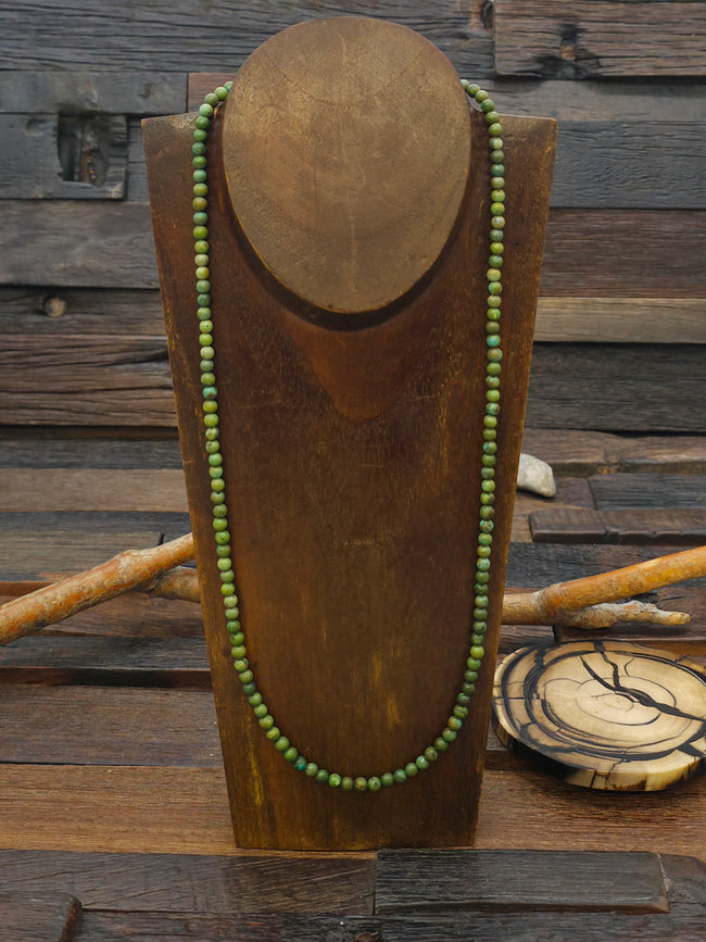 Green Sky Horse Turquoise Spherical Bead Necklace - 25 in.