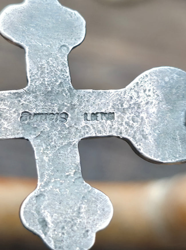 Oxidized Sterling Silver Dragonfly Symbol Pendant by Ray Betsoi - 3 in. by 1 3/4 in.