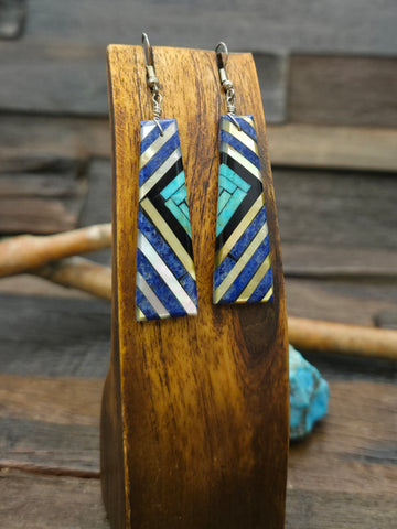 Long Oxidized Sterling Silver Tassel Earring - 4 in. by 3/4 in.