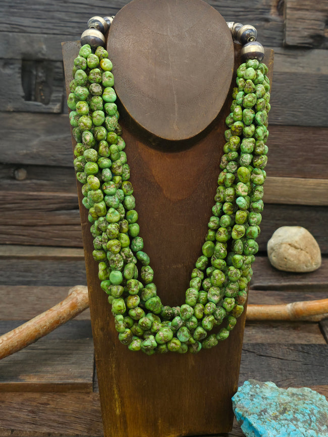 Eight Strand Sonoran Gold Turquoise Necklace by Fred Archuleta - 22 in.