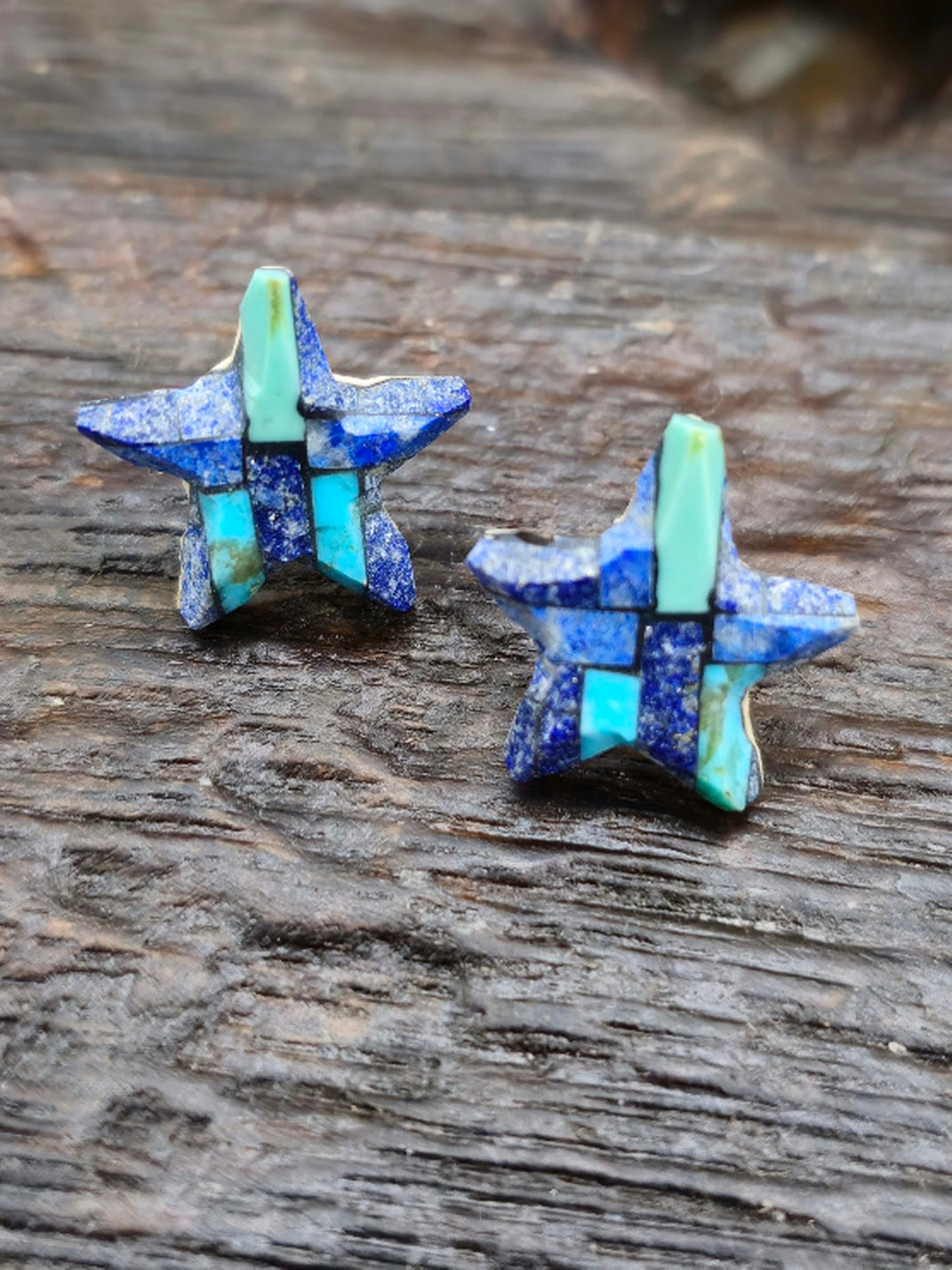 Mosaic Inlay Star Post Earrings by Joe Reano