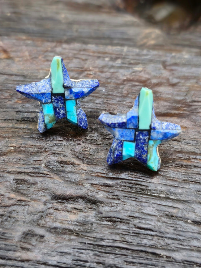 Mosaic Inlay Star Post Earrings by Joe Reano