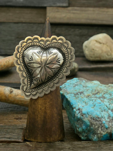 Stamped Sterling Silver Kingman Turquoise Ring by G. Hale - Size 12.5