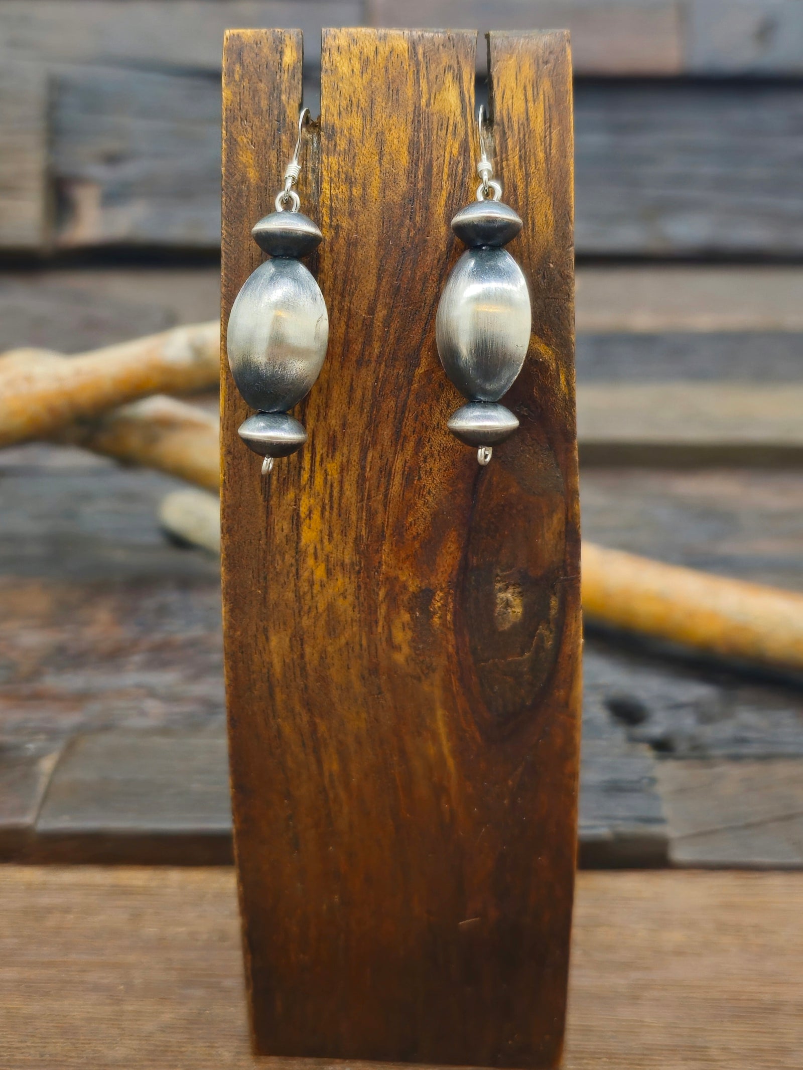 Oxidized Sterling Silver Bead Earrings by Preston Haley