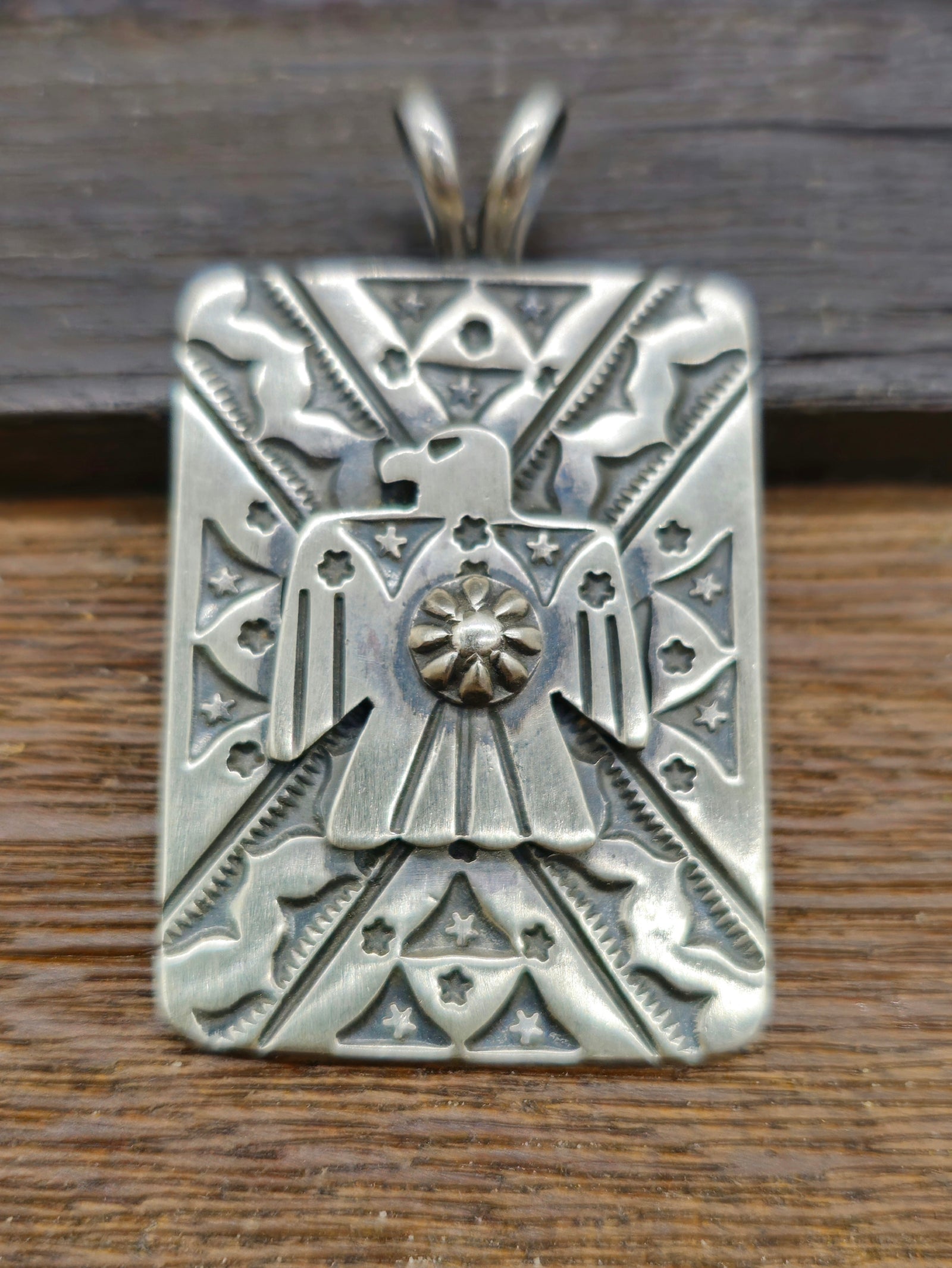 Oxidized Sterling Silver Thunderbird Pendant