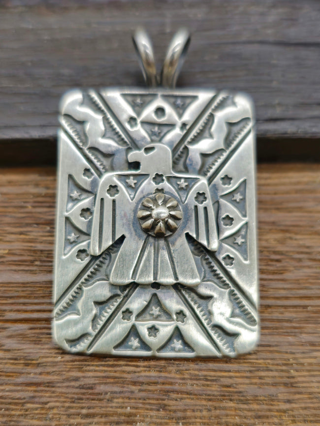 Oxidized Sterling Silver Thunderbird Pendant
