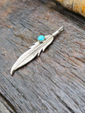 Sterling Silver and Turquoise Feather Pendant