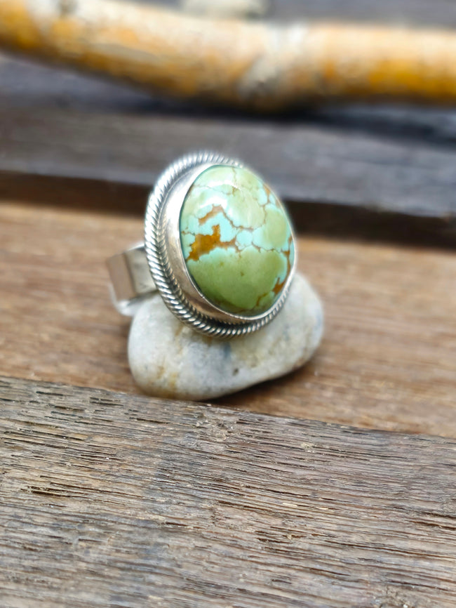 Leon Martinez Turquoise and Sterling Adjustable Ring