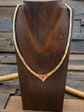 Orange Spiny Oyster Sterling Silver Inlay Collar Necklace - 18 in.