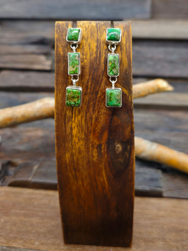 Sterling Silver Sonoran Turquoise Post Earrings by Rosella Paxton