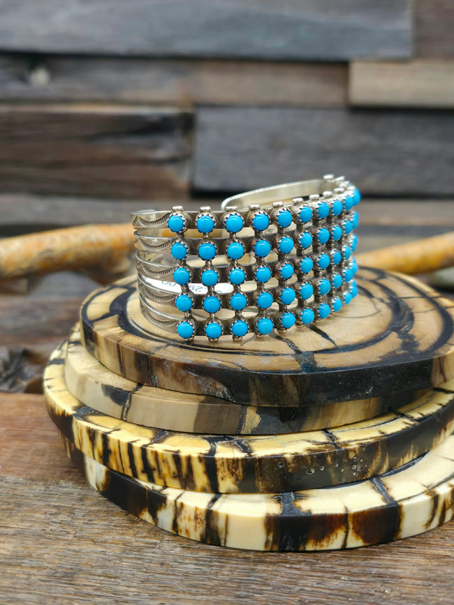 Sterling Silver 5 Row Turquoise Cuff by Henry Sam - 6 1/2 in.