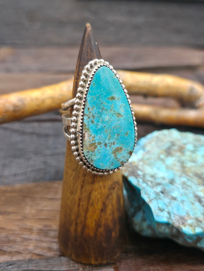 Sterling Silver Turquoise Statement Ring by Benny Benally - Size 11