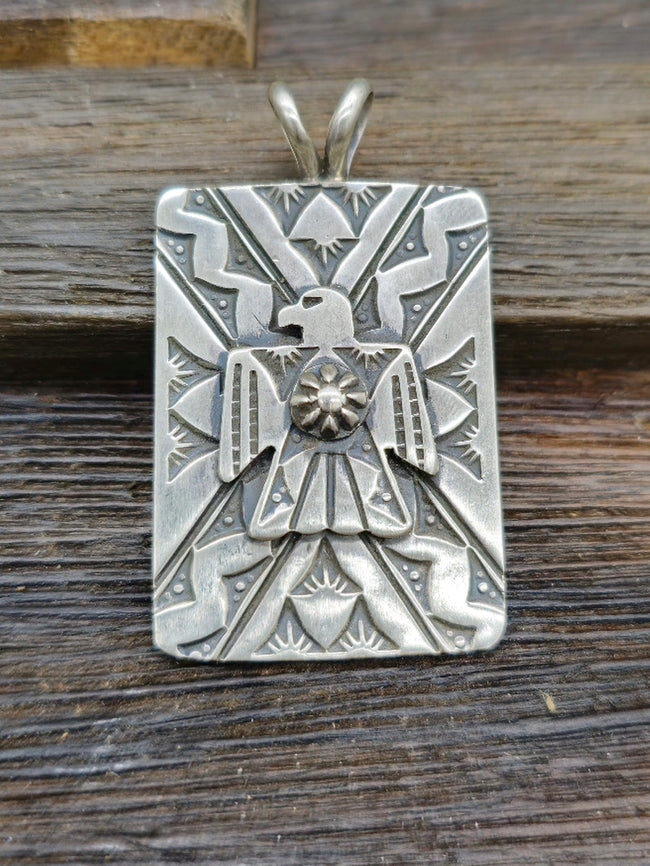 Oxidized Sterling Silver Thunderbird Pendant