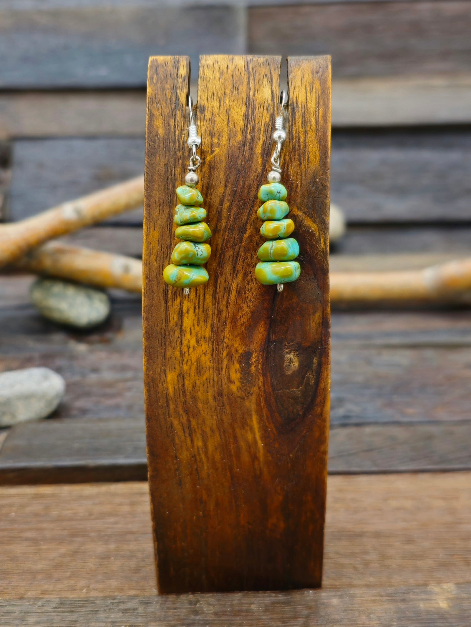 Vintage/Estate Green Turquoise Nugget Earrings