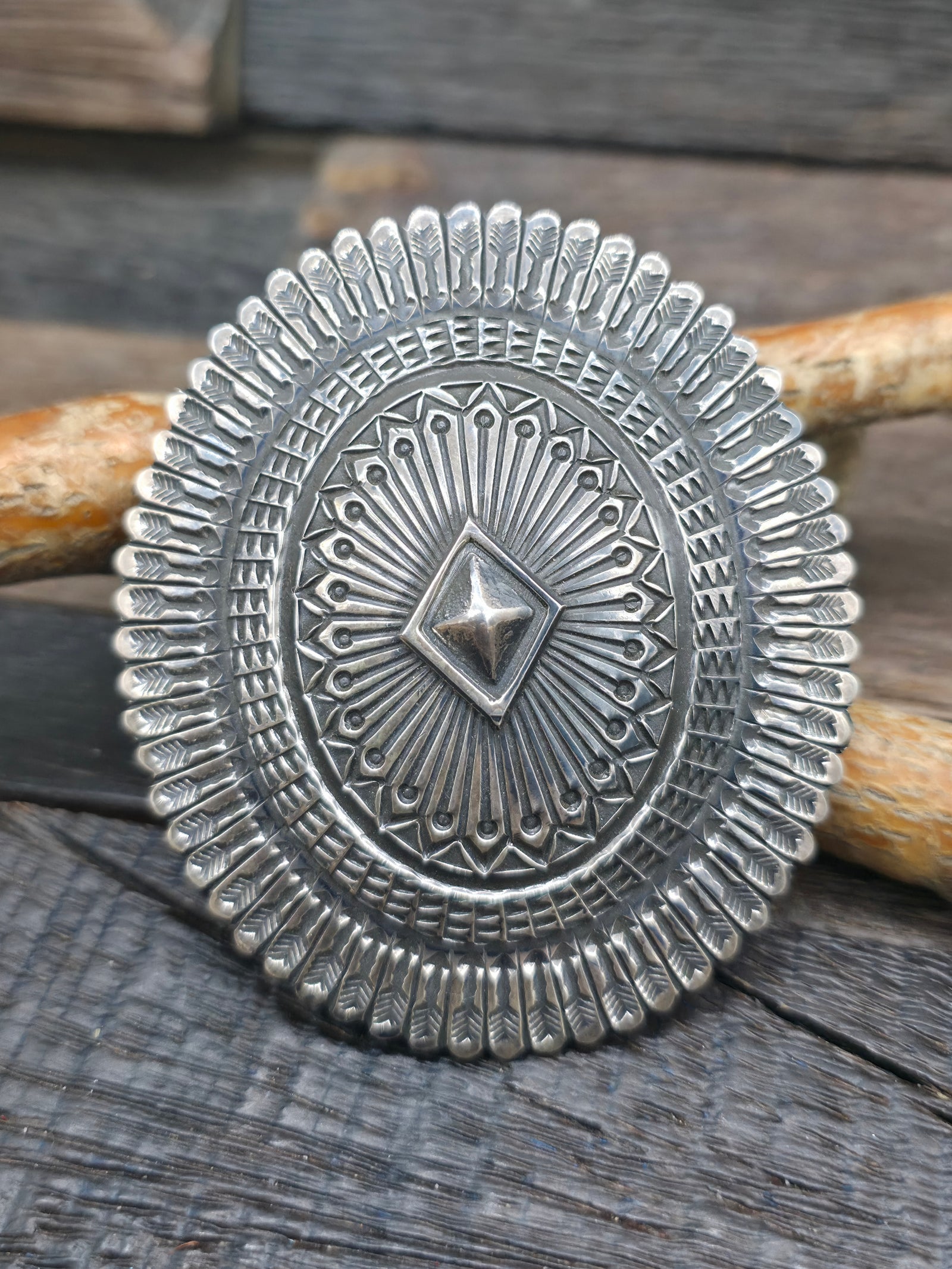 Stamped Sterling Silver Buckle by Sunshine Reeves - 3 in. by 2 3/4 in.