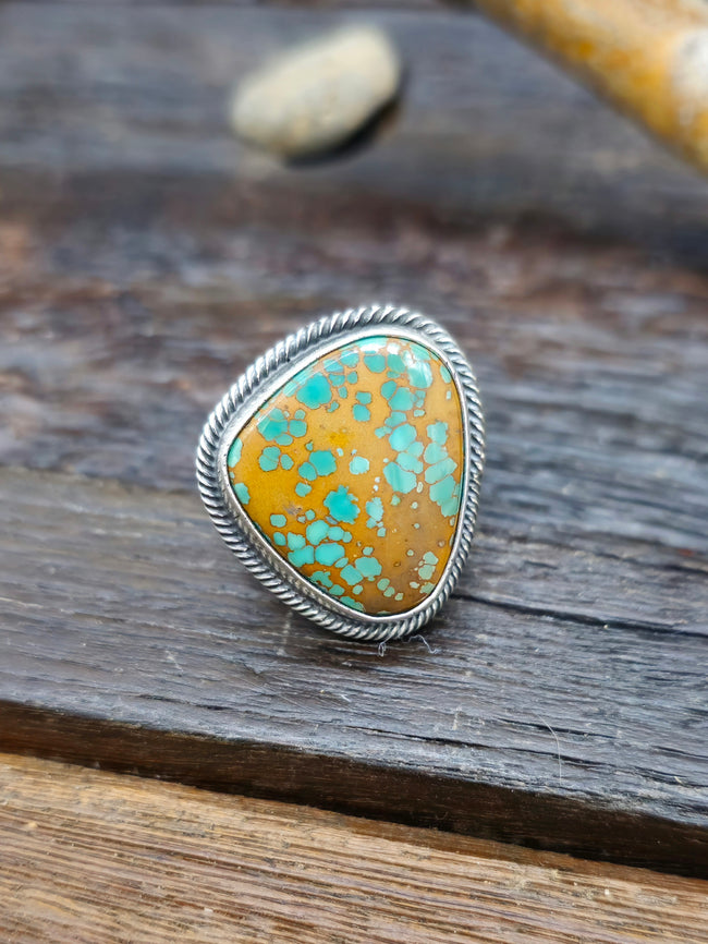 Leon Martinez Turquoise and Sterling Adjustable Ring