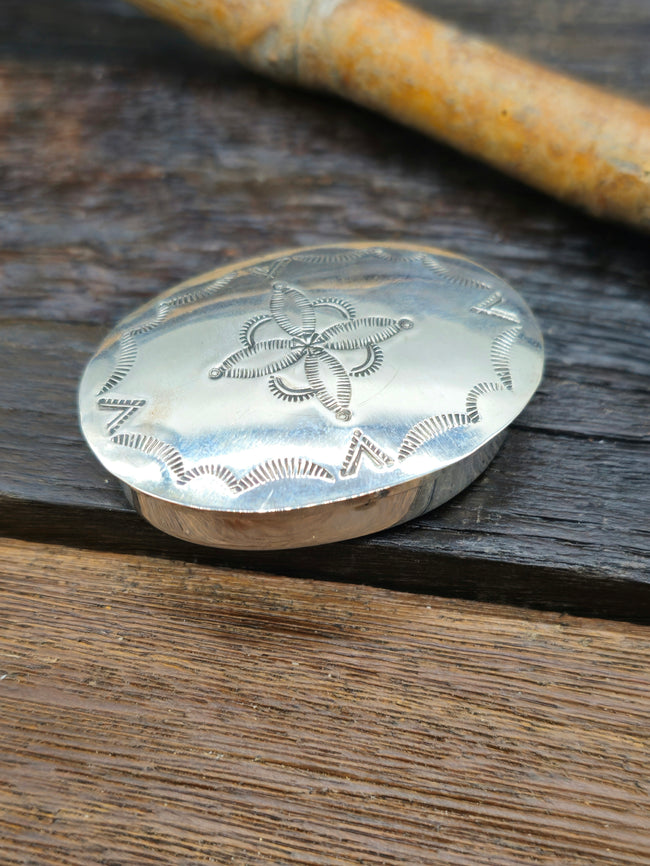 Stamped Sterling Silver Oval Pill Case by Jeffrey Castillo