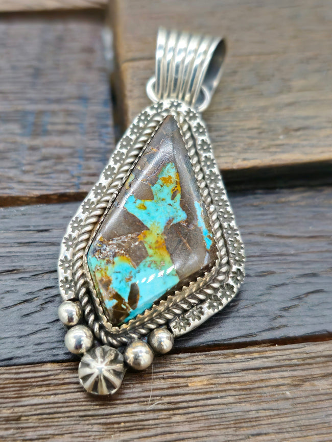 Boulder Turquoise Pendant by LaRose Ganadanegro