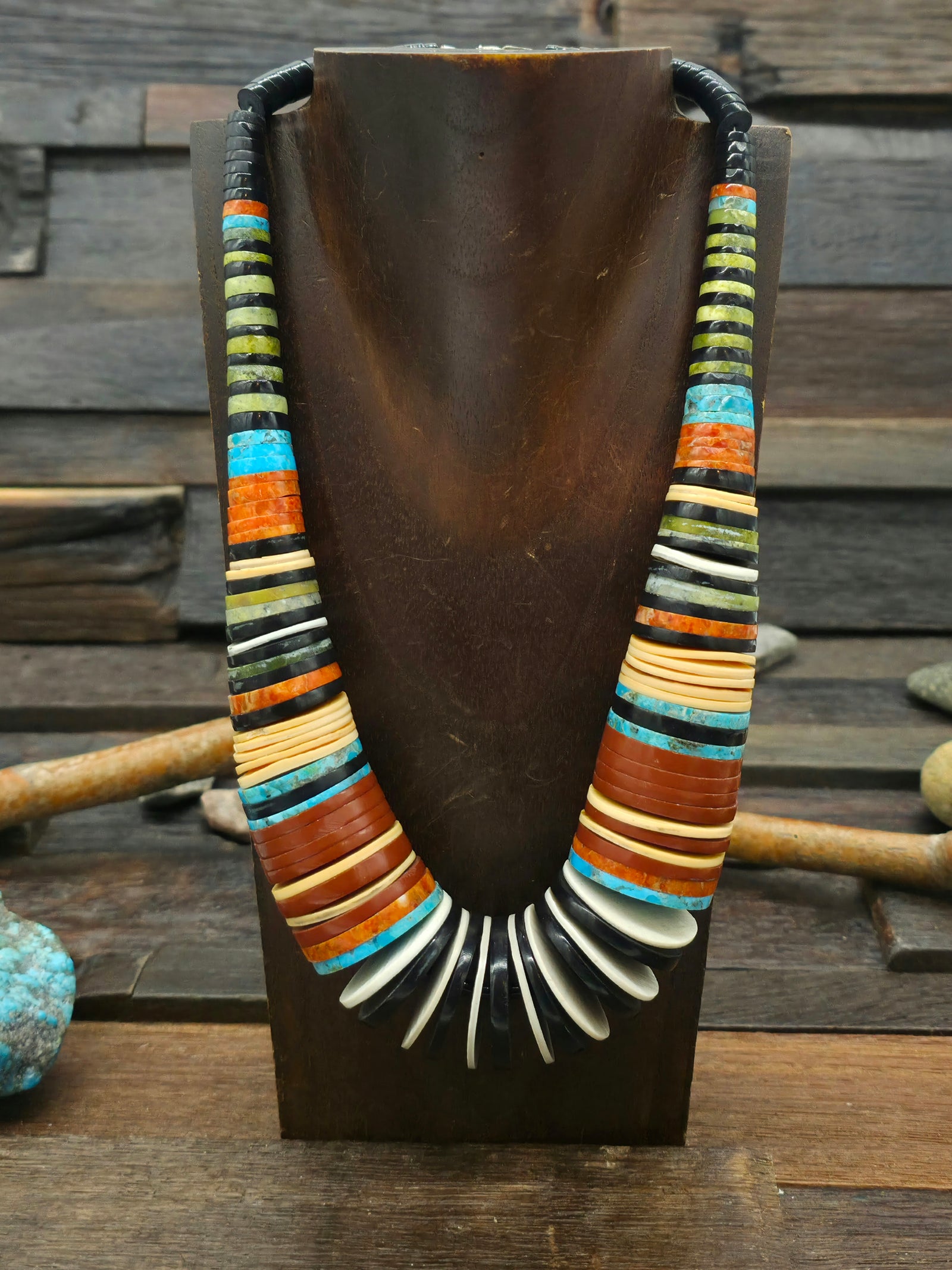 Multi Stone Necklace by Pula Calabaza - 21 in.