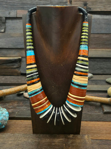 Boulder Turquoise Lariat Necklace by Darrin Livingston 18 in.