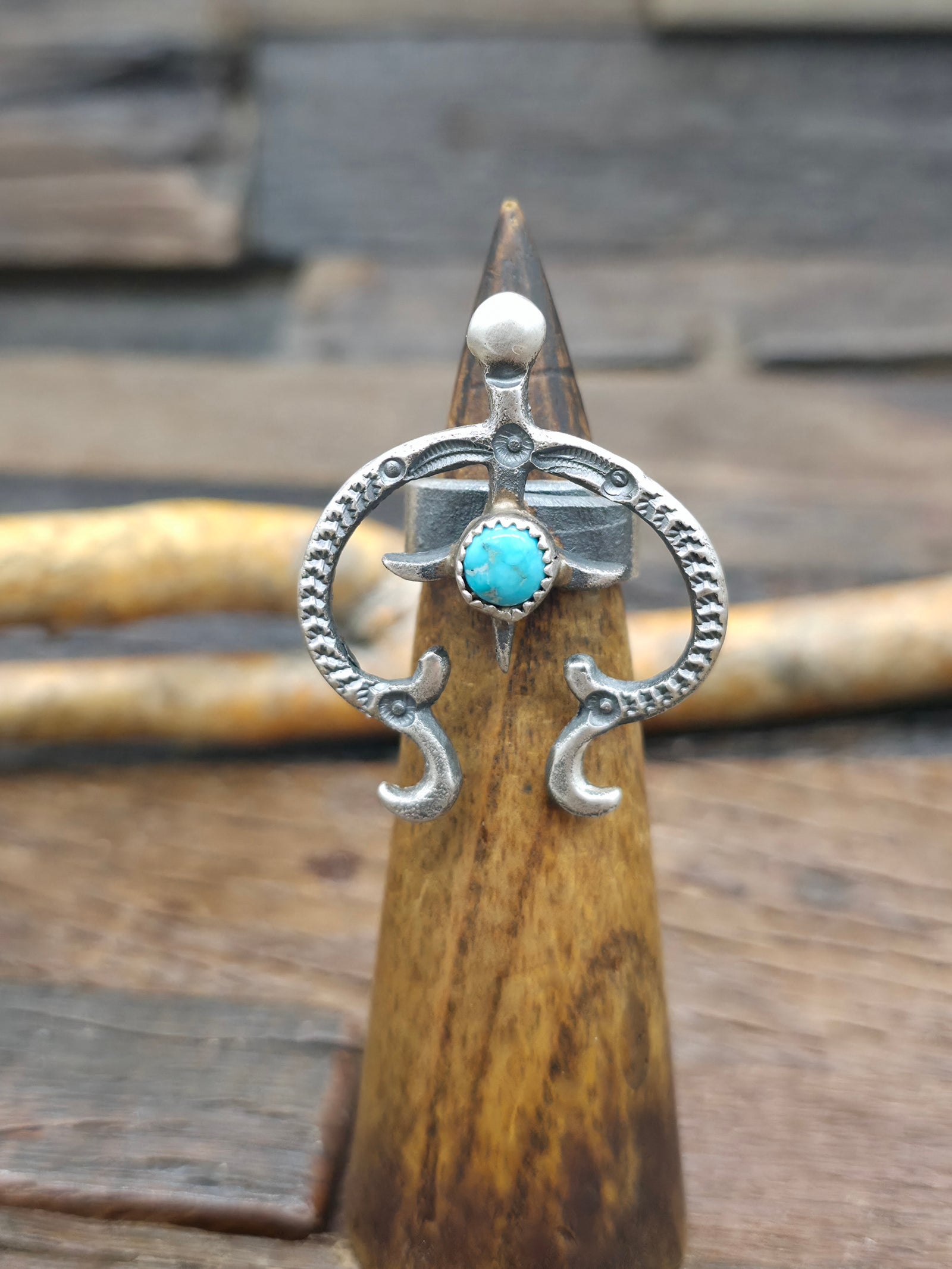 Sterling Silver Turquoise Naja Ring by Eva and Lindberg Billah - Adjustable