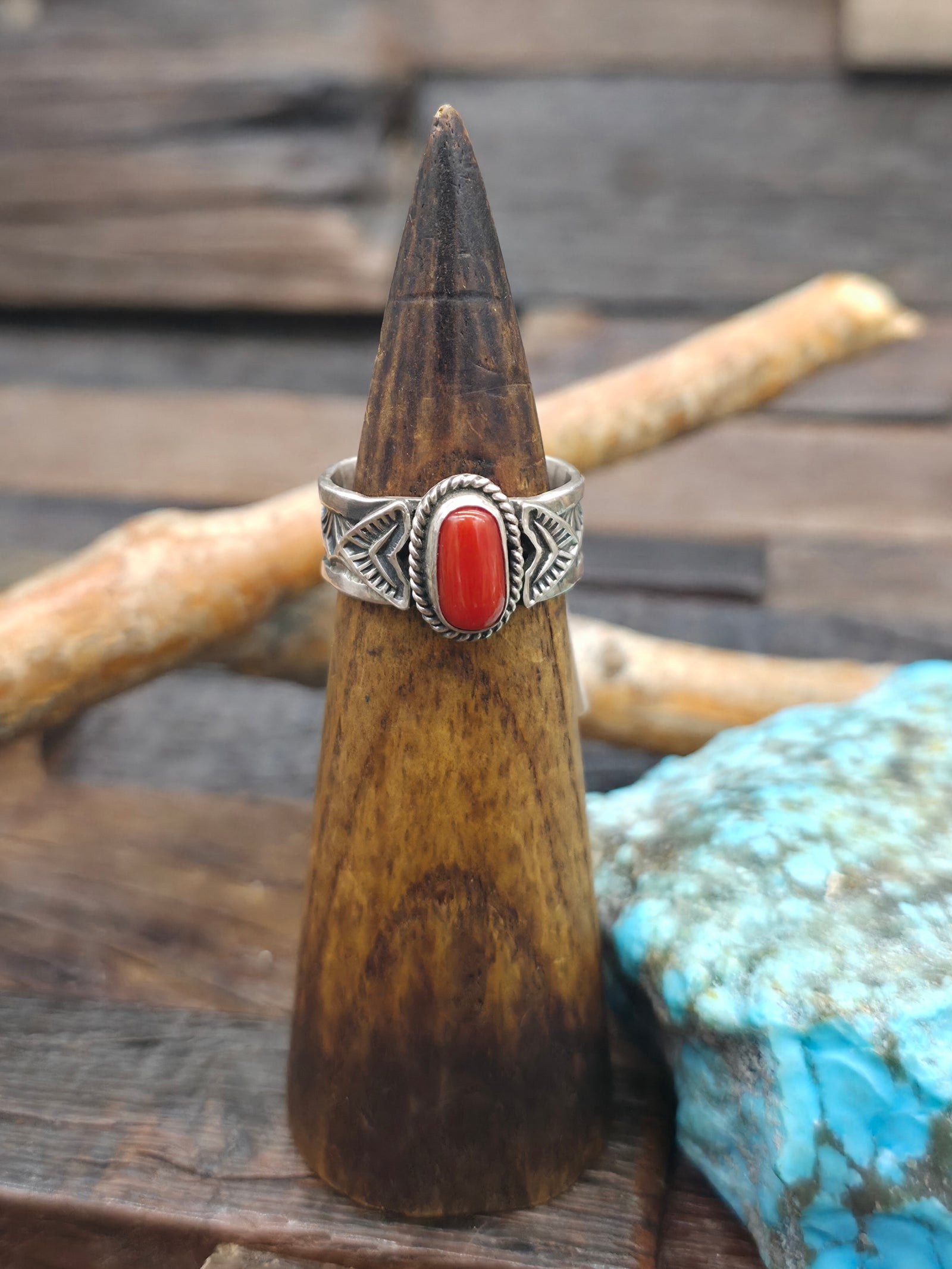 Sterling Silver Coral Ring by Sunshine Reeves - Size 10