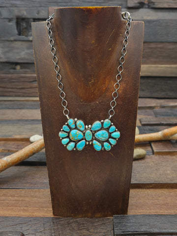 Extra Long Shoulder Duster Sterling Silver Turquoise Post Earrings by Shelia Becenti - 6 1/4 in. by 1/4 in.