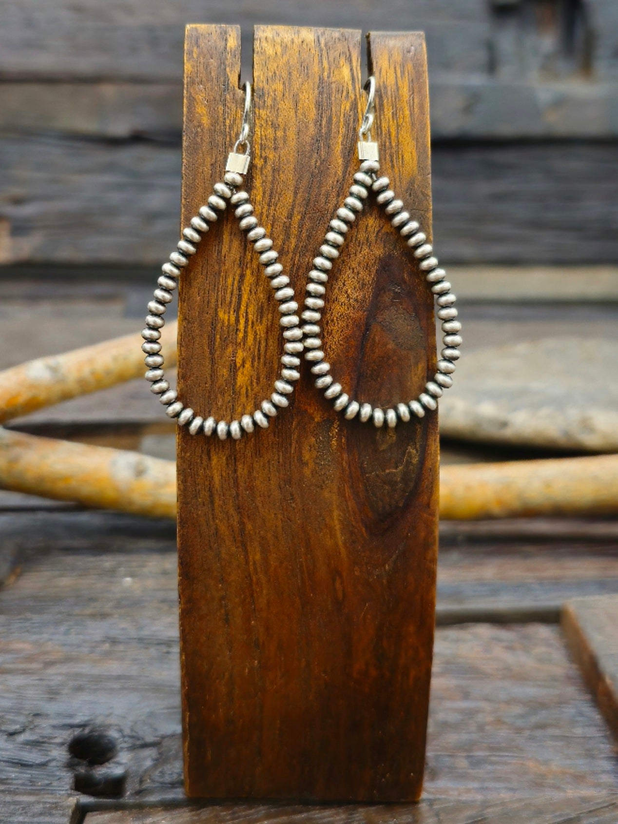 Small Oxidized Sterling Silver Bead Loop Earrings
