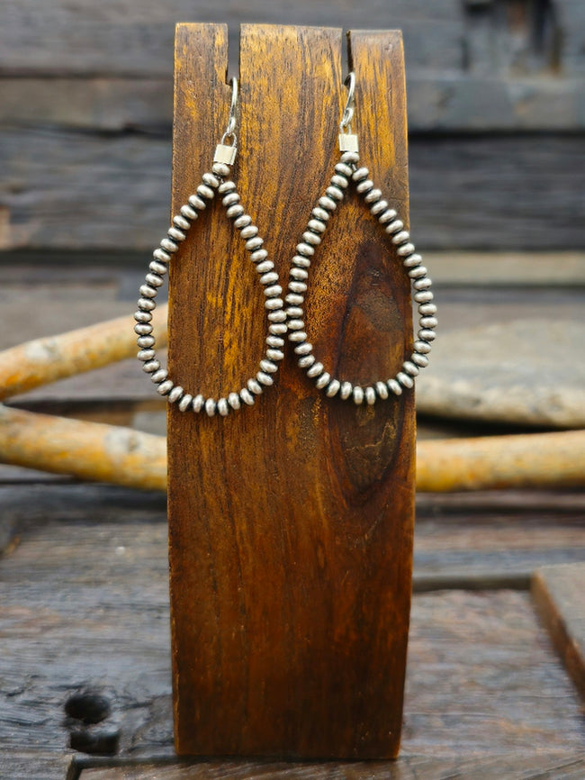 Small Oxidized Sterling Silver Bead Loop Earrings