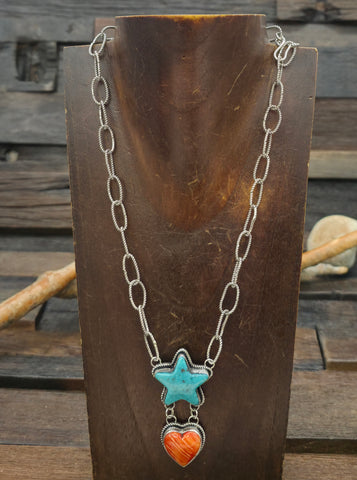 Royston Turquoise Stamped Sterling Silver Bracelet by Derrick Gordon - 6 1/4 in. with Gap