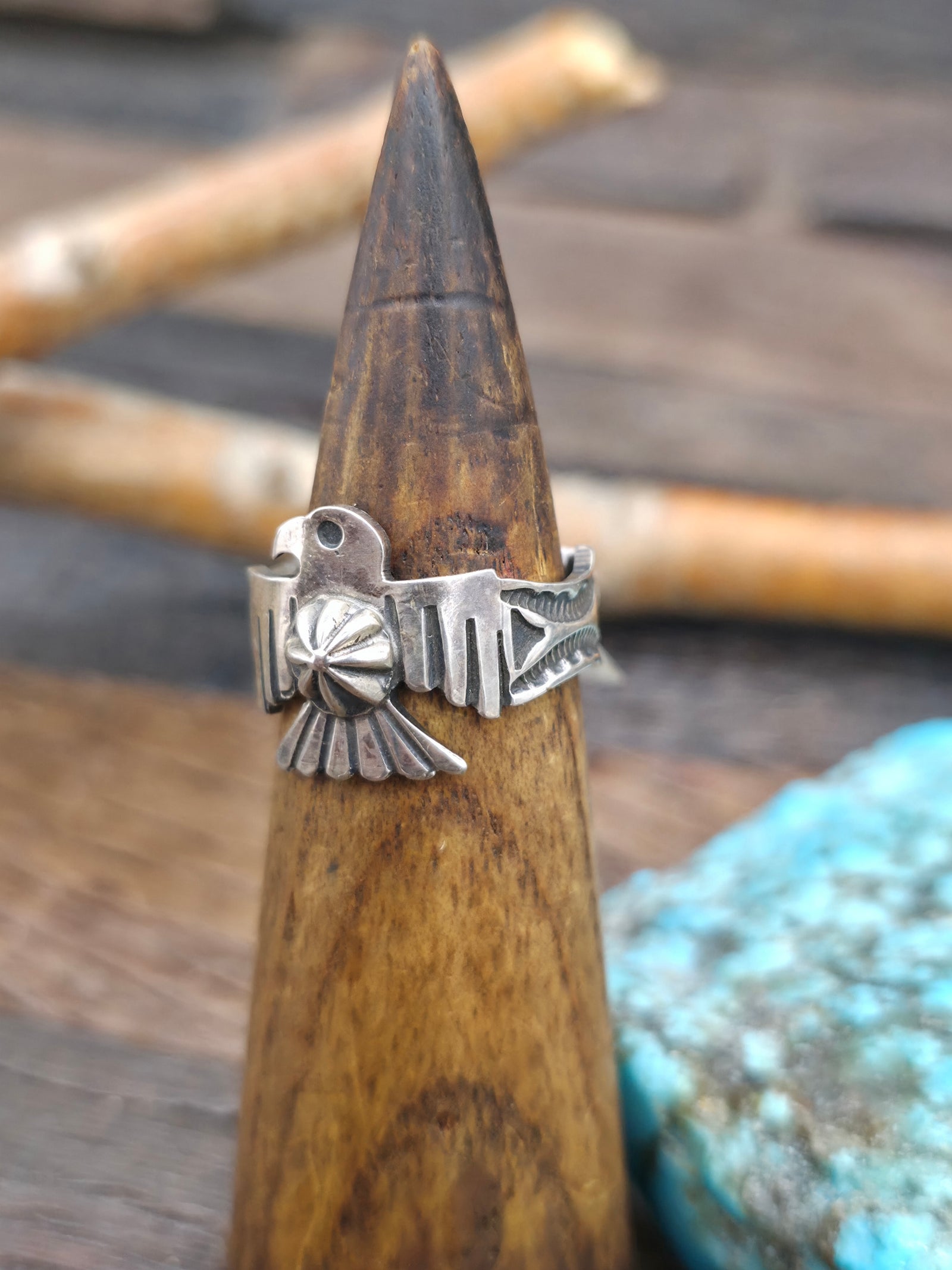Sterling Silver Thunderbird Ring by Sunshine Reeves - Narrow Band - Size 9 1/2