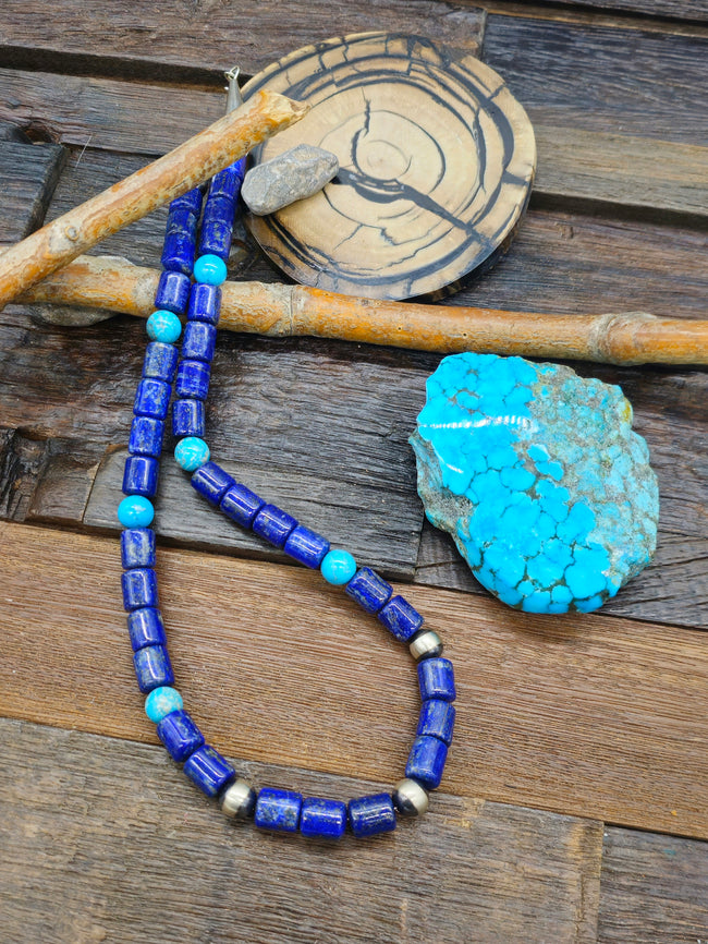 Lapis and Turquoise Necklace by Fred Archuleta - 22 in.