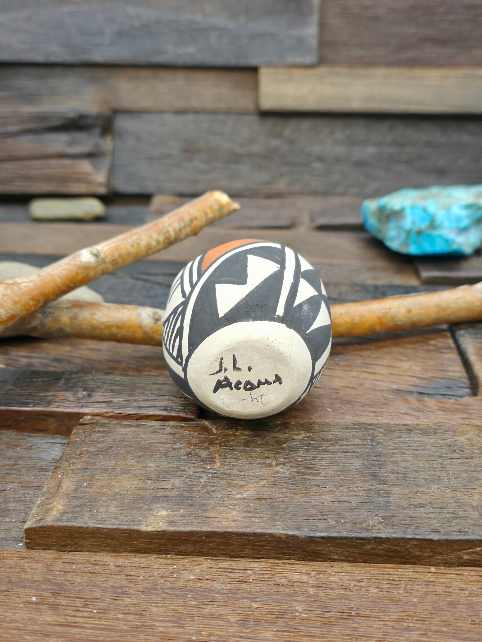 Mini Handmade Acoma Pot by Joyce Lucero - 1 1/2 in. by 1 1/2 in. by 1 1/2 in.