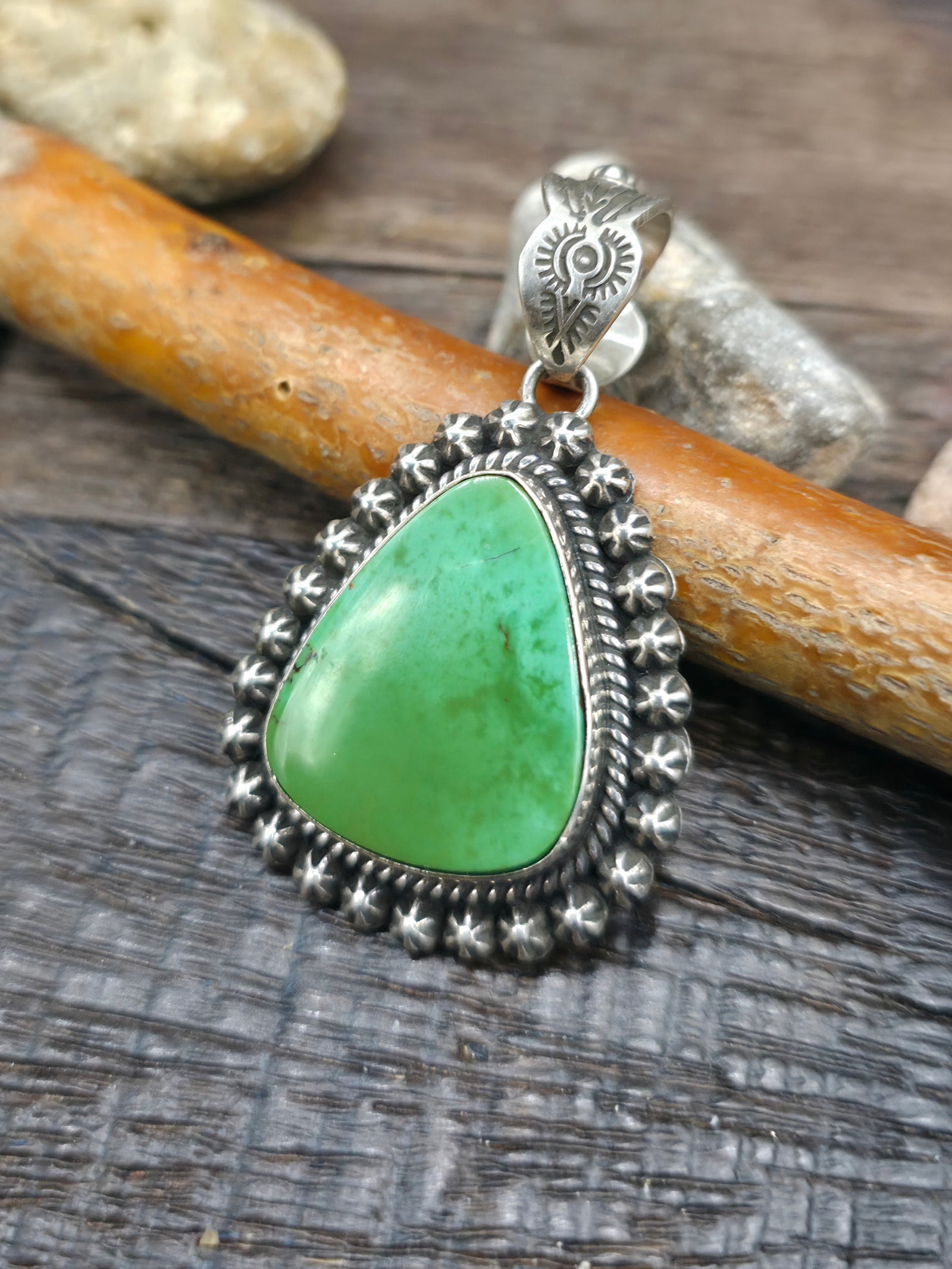 Sterling Silver Royston Turquoise Pendant by Happy Piasso - 2 in. by 1 1/4 in.