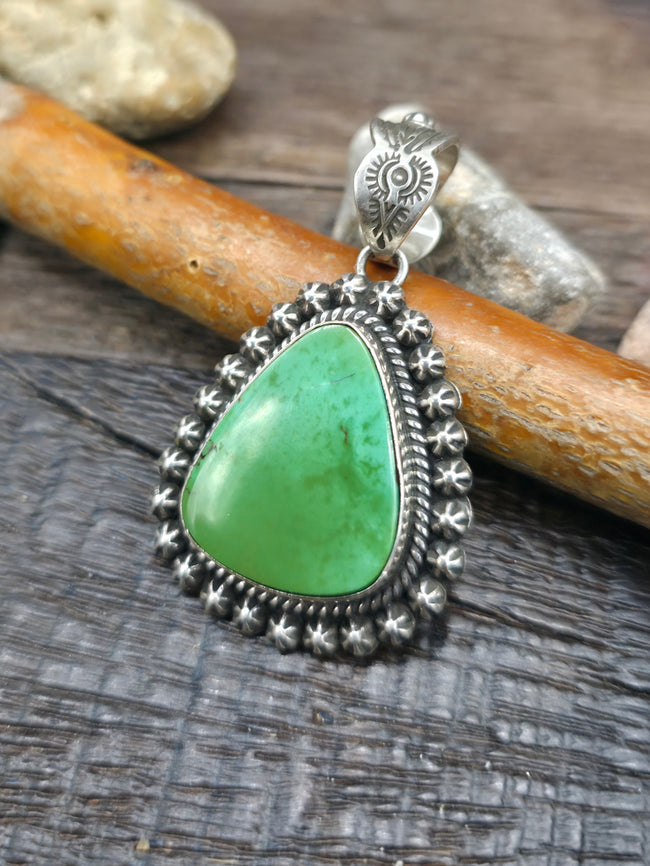 Sterling Silver Royston Turquoise Pendant by Happy Piasso - 2 in. by 1 1/4 in.