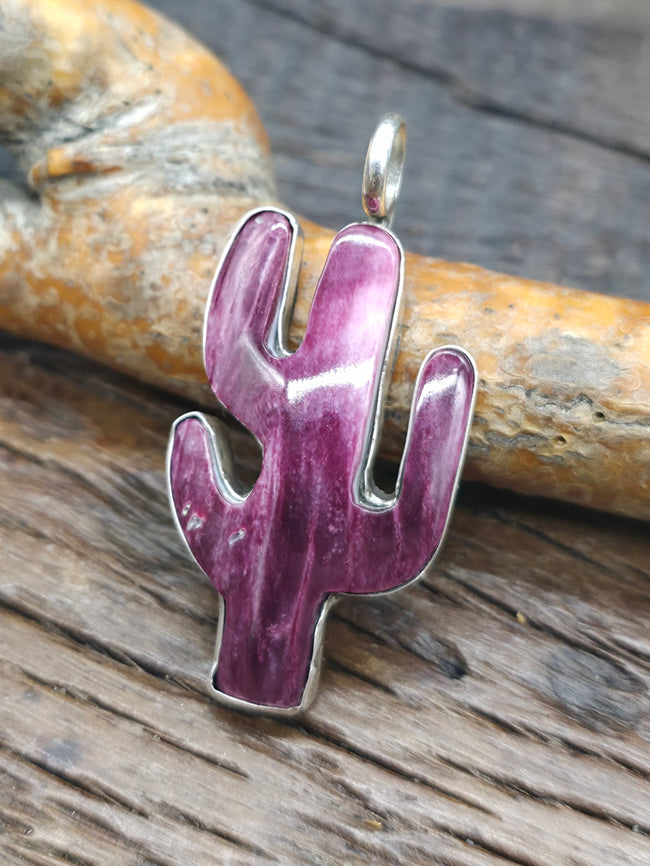 Sterling Silver Purple Spiny Oyster Pendant by Reva Goodluck - 1 3/4 in. by 7/8 in.