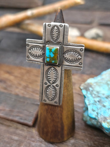 Stamped Sterling Silver Boulder Turquoise Necklace and Earring Set by LaRose Ganadanegro - 25 in.